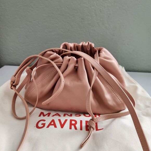 Mansur Gavriel Bloom Leather Mini Bag In Pale Pink - Picture 2 of 12